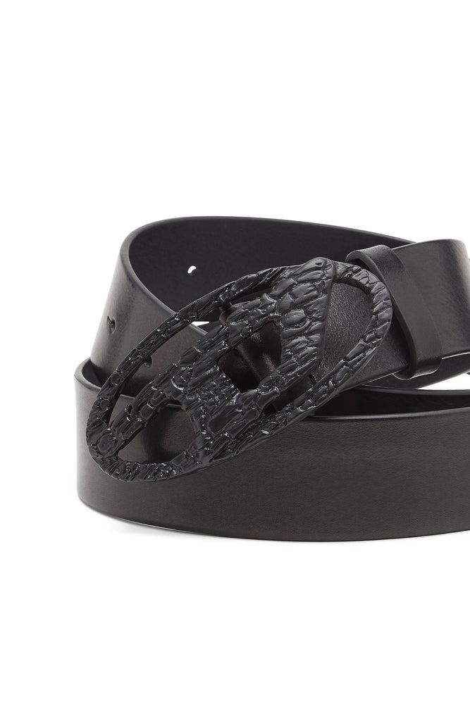 Smooth Leather Belt With Cracked D Buckle (2)