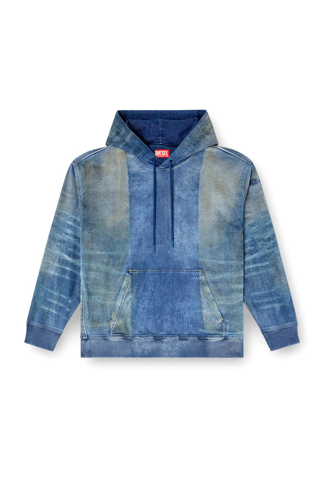 Hoodie In Track Denim With Solarised Folds (6)