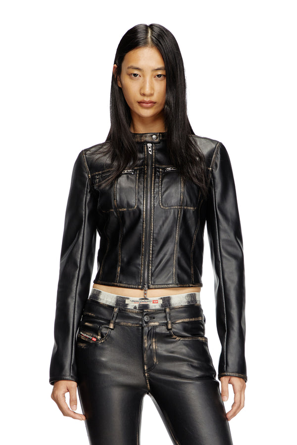 Cropped distressed biker jacket | Diesel Online