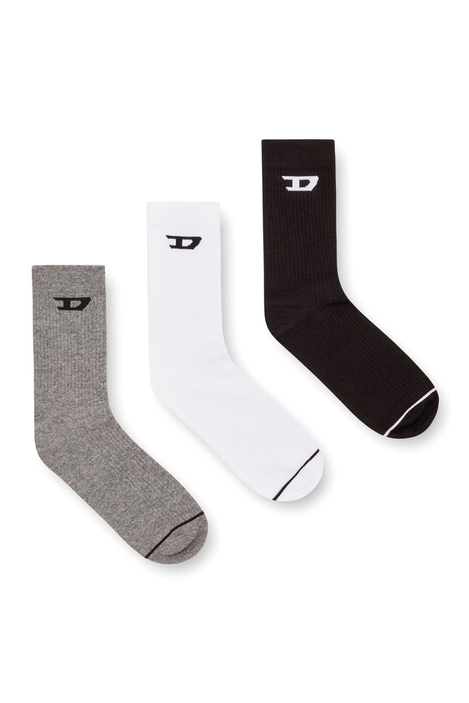 Three-pack ribbed socks with D logo