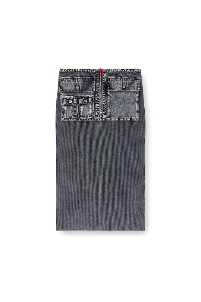 Knit midi skirt with denim cargo pockets (3)