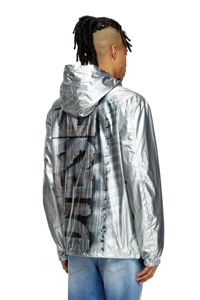 Metallic windbreaker jacket with logo (1)