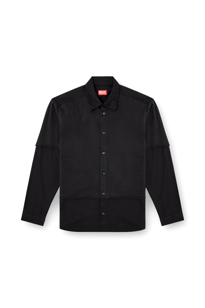 Layered shirt in twill and jersey (3)