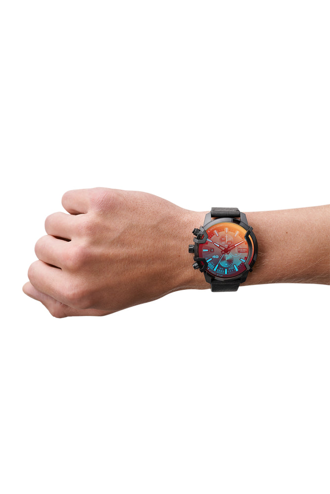 Griffed chronograph black leather watch (3)