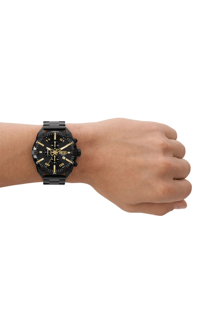 Spiked chronograph black stainless steel watch (3)