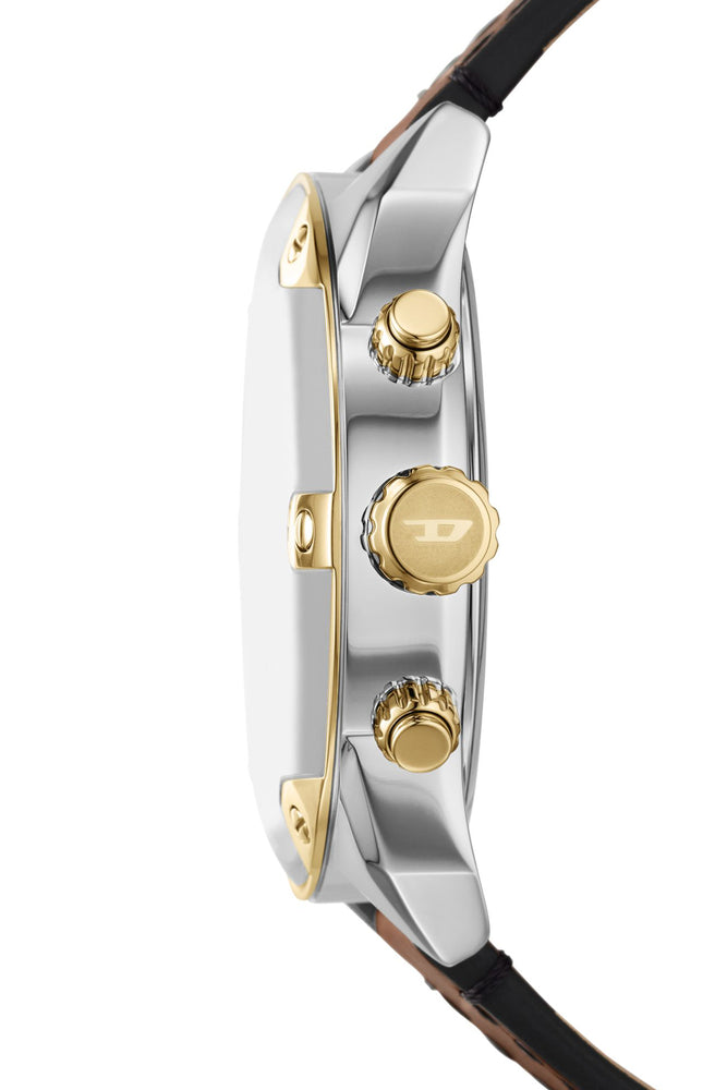 Spiked chronograph brown leather watch (2)