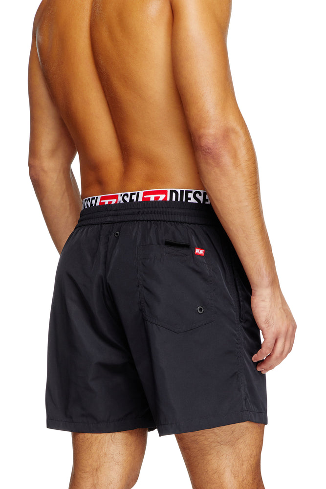 Mid-length swim shorts with logo print (1)