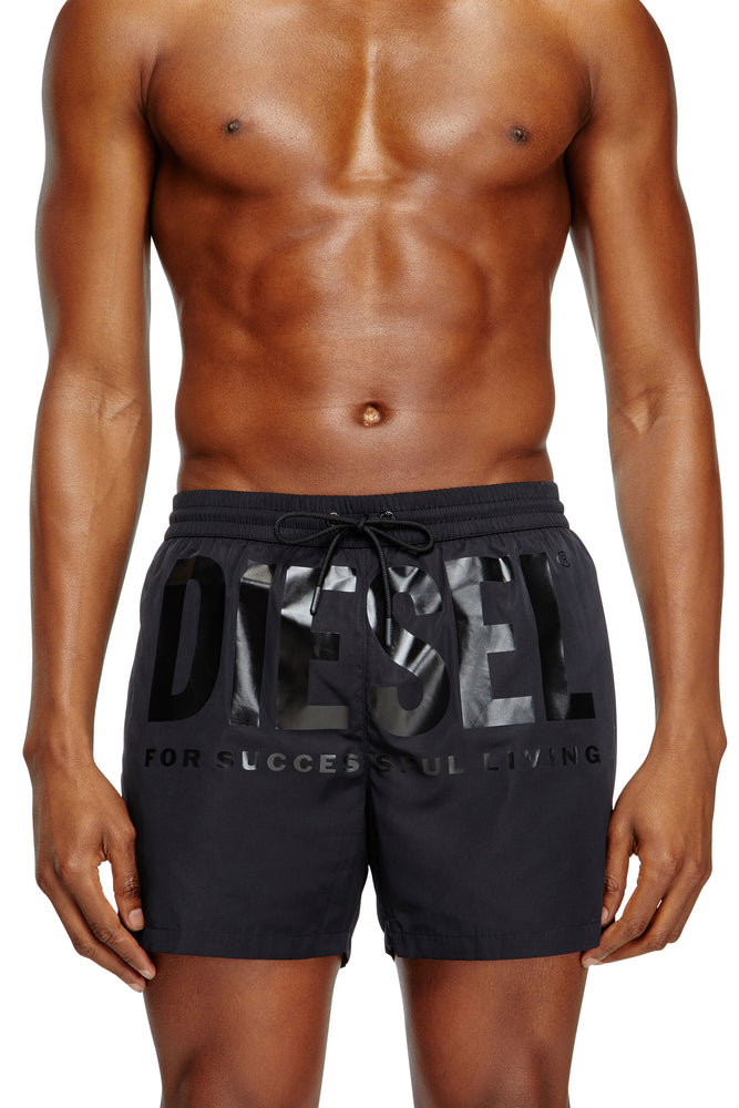 Mid-length swim shorts with maxi logo
