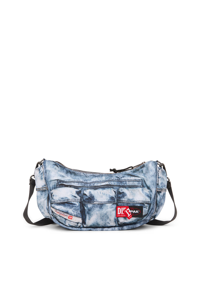 Multipocket bag in trompe l'oeil denim