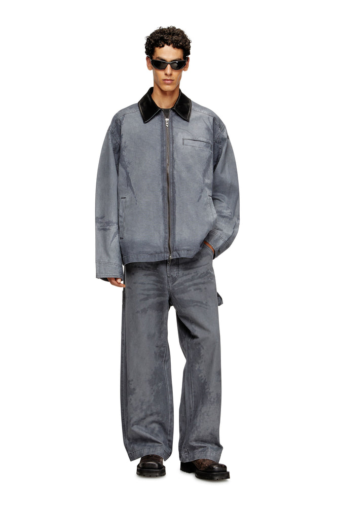 Canvas coach jacket with leather collar (3)