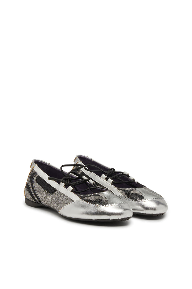 D-Mile-Metallic lace-up ballet flats (1)