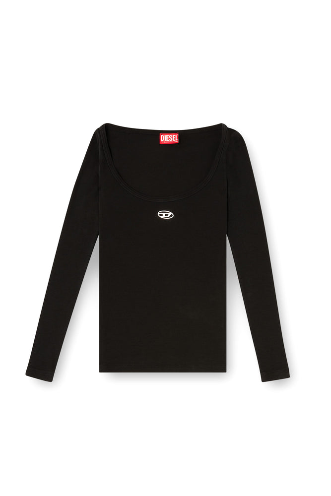 Long sleeve ribbed top with metallic Oval D (3)