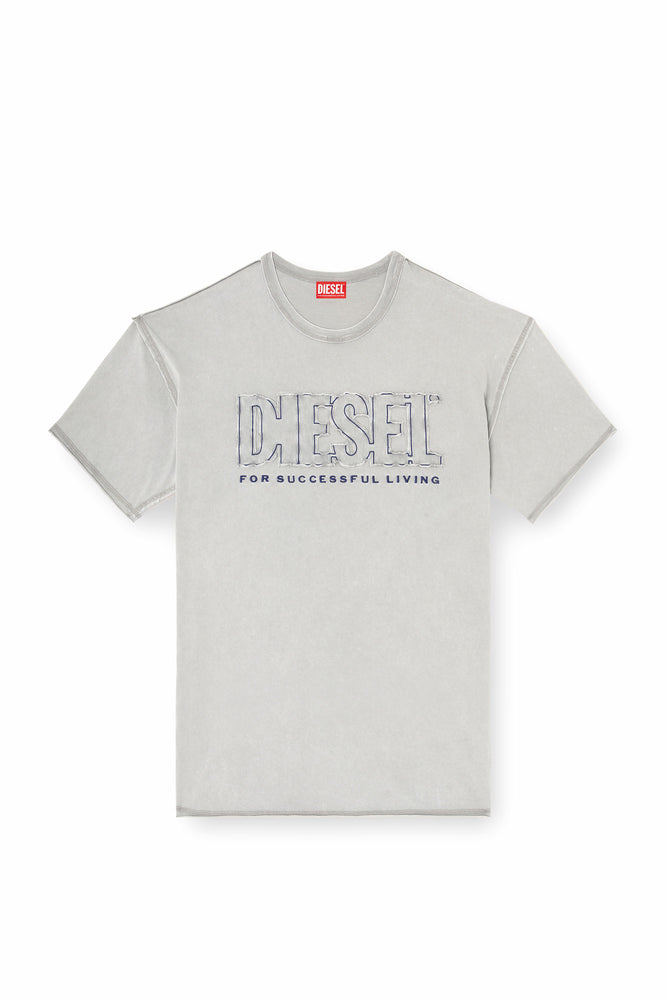 T-shirt with appliqué logo and raw edge (3)