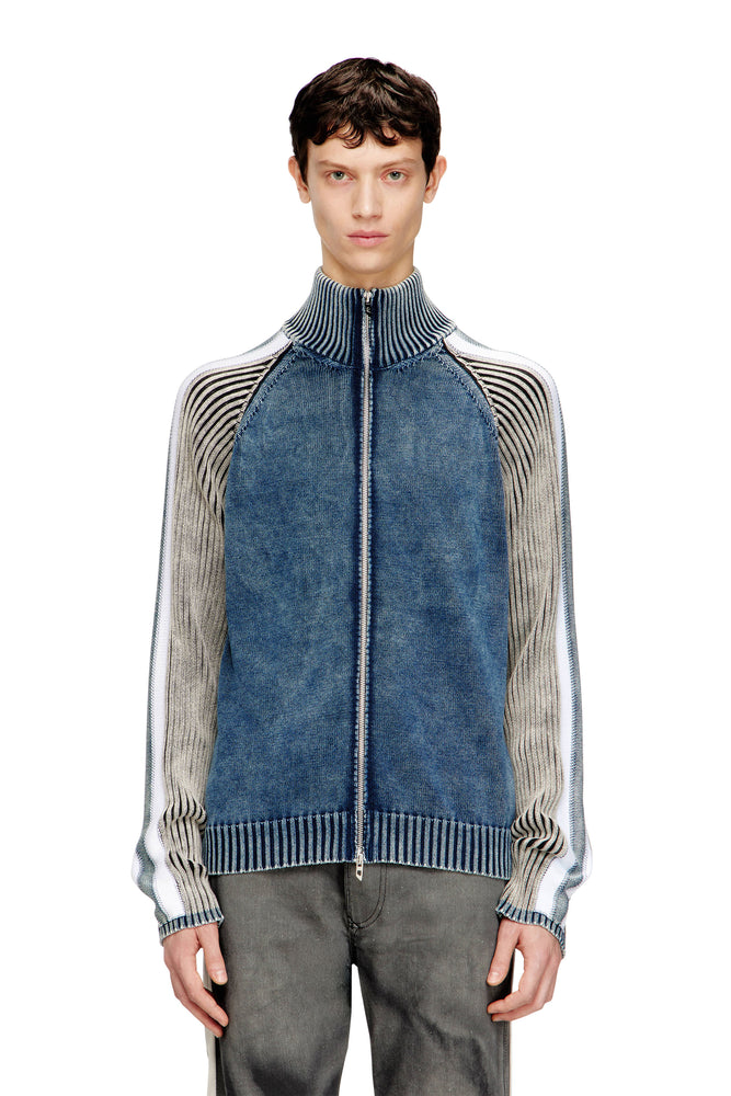 Zip-up cardigan with sporty bands