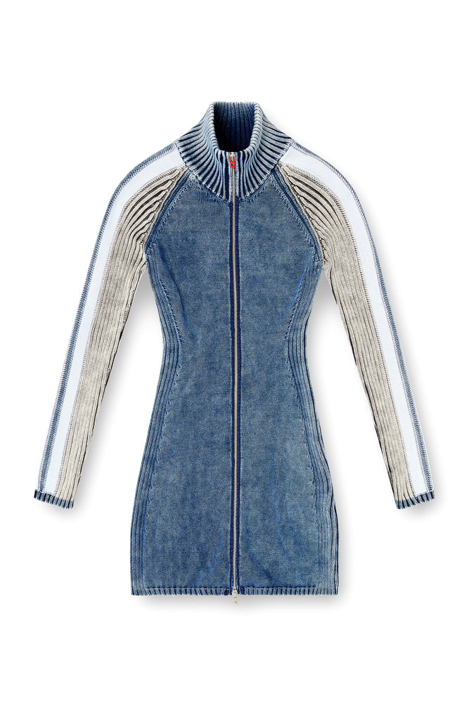 Turtleneck short dress in indigo knit (4)