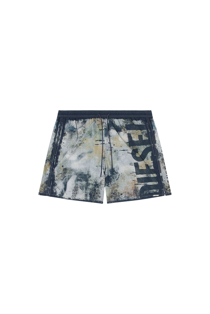 Swim shorts with distressed print and maxi logo (3)