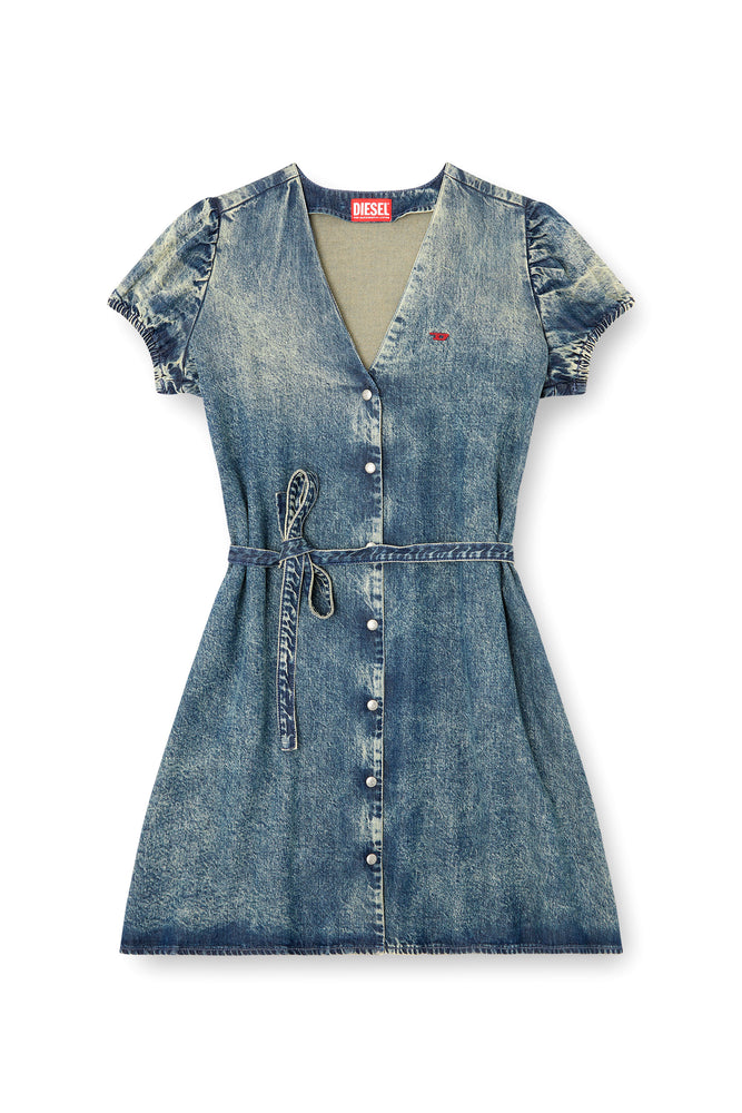 Denim Dress With A Waist Belt (4)