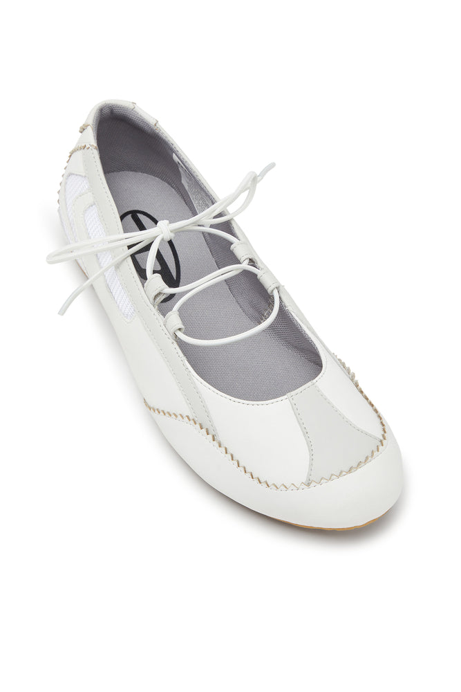 D-Mile - Lace-up ballerina flats in leather and mesh (5)