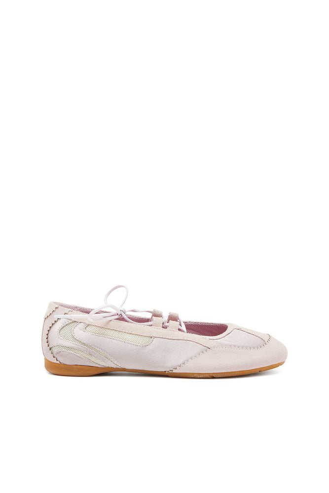 D-Mile - Lace-up ballerina flats in leather and mesh