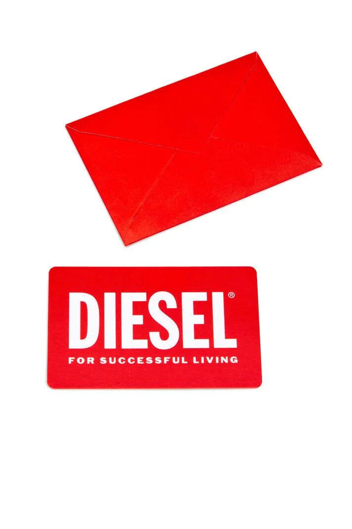 Red Diesel branded gift card and matching red envelope on a white background.