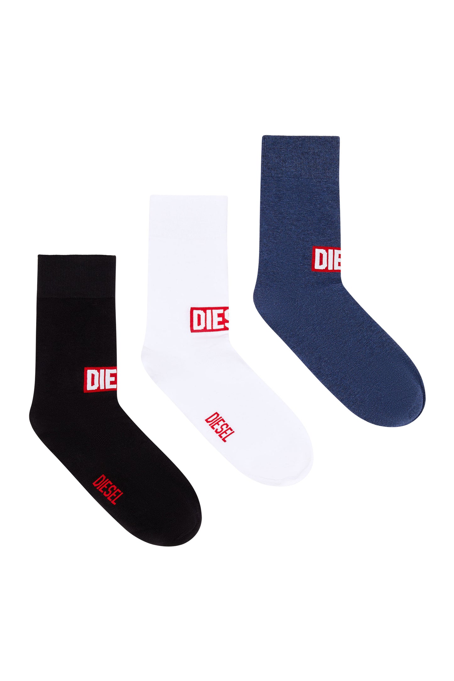 Three-pack of socks with red Diesel logo & 8058992455164 & 8058992455157 & 8058992455171