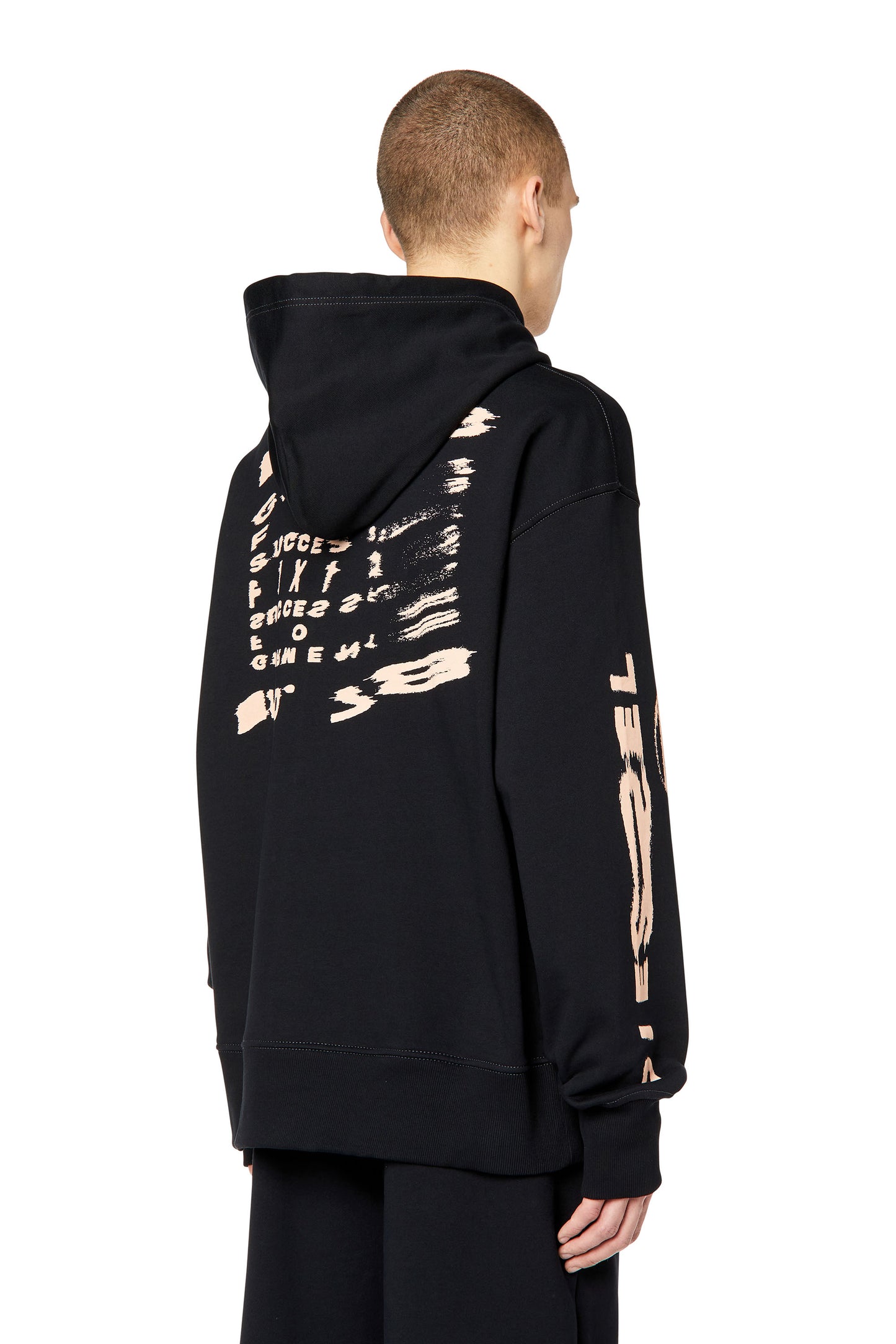 Hoodie with blurry logo prints (1)