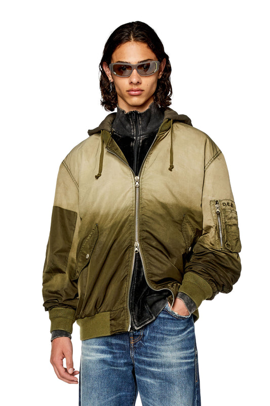 Hooded bomber in treated nylon satin & 8059038642067 & 8059038642074 & 8059038642081