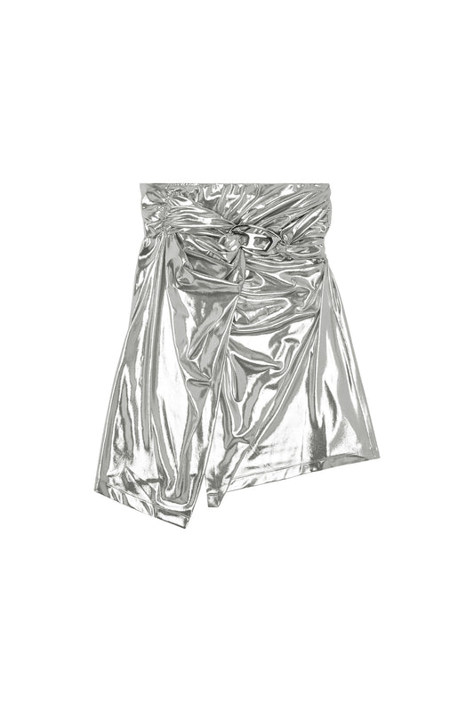 Draped midi skirt with foil coating (3)