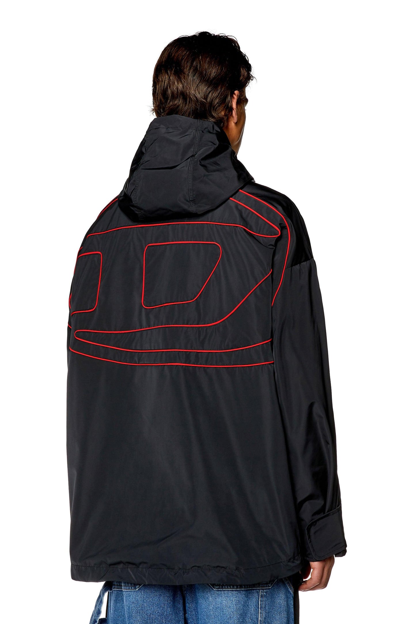 Nylon jacket with piped oval D logo (1)