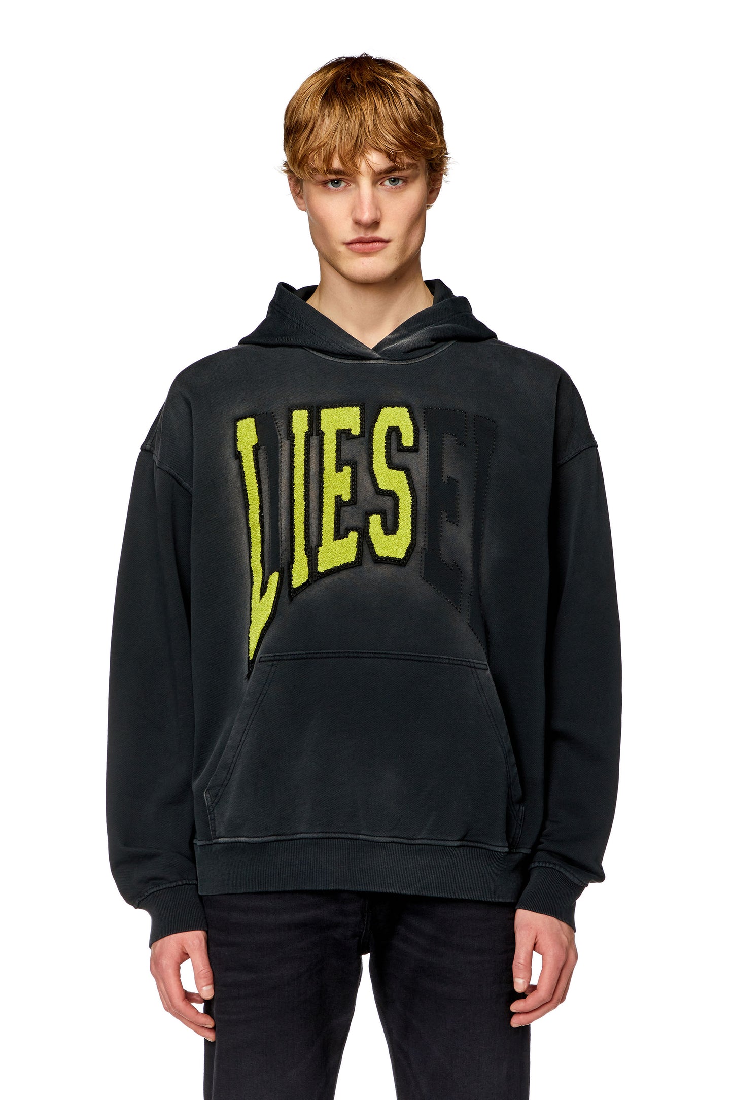 College hoodie with LIES patches & 8058992150496 & 8058992150489 & 8058992150472 & 8058992150502