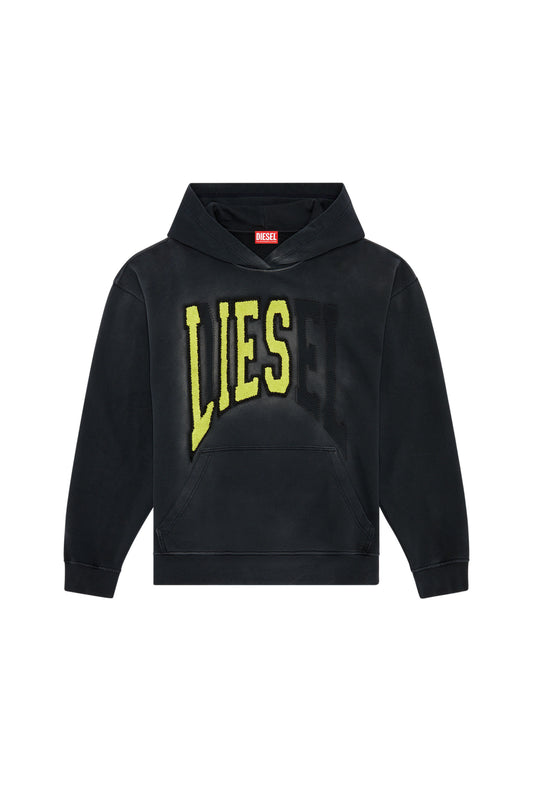 College hoodie with LIES patches (2)