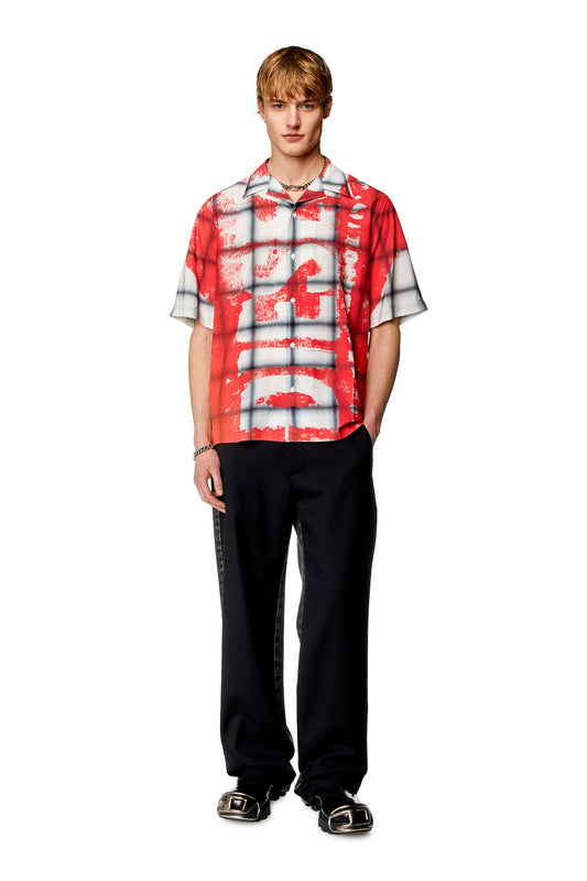 Check bowling shirt with fading logo (2)