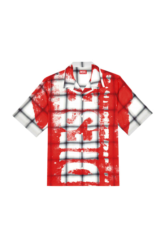 Check bowling shirt with fading logo (3)