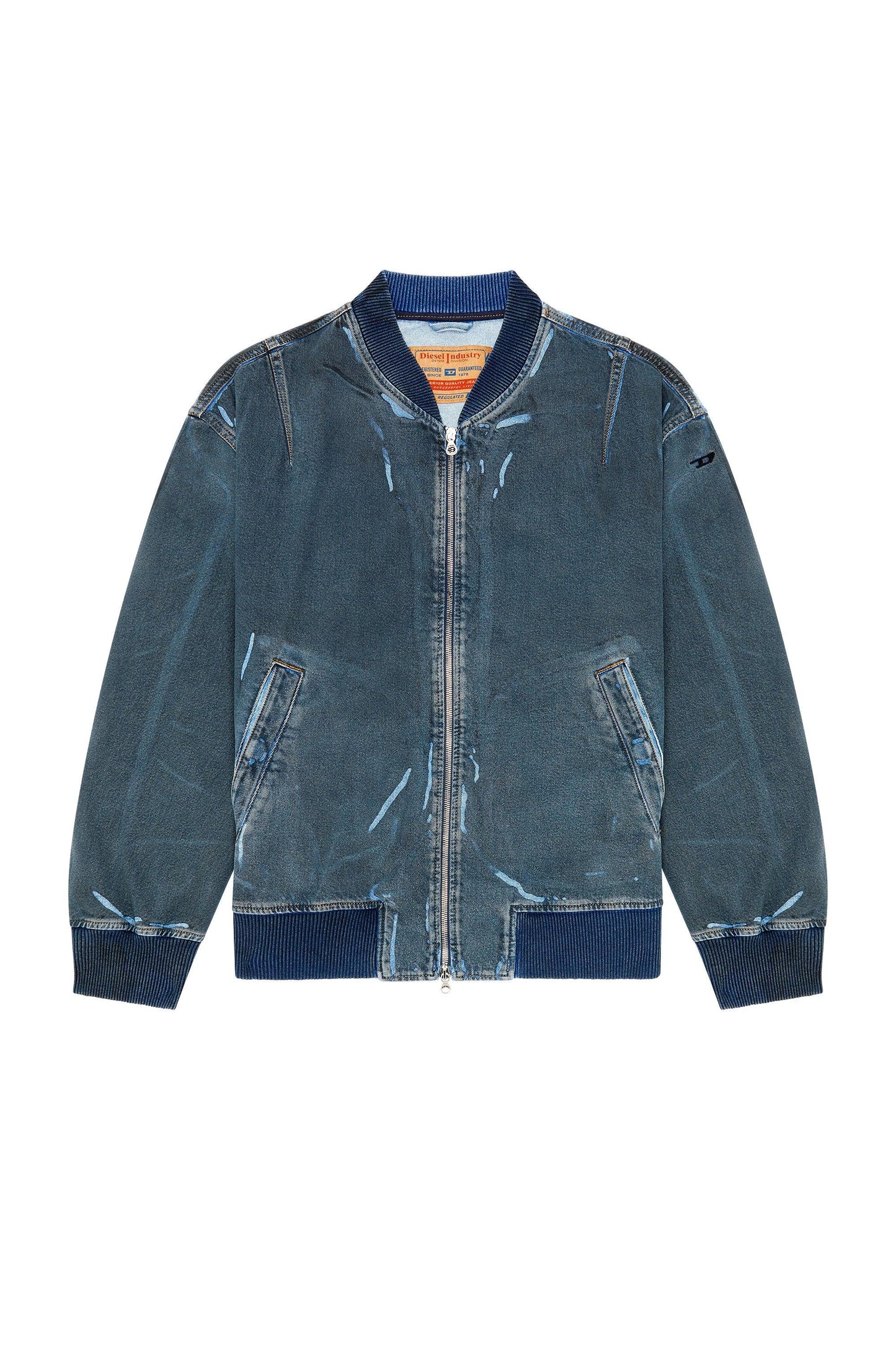 Bomber jacket in used-effect coated denim (5)