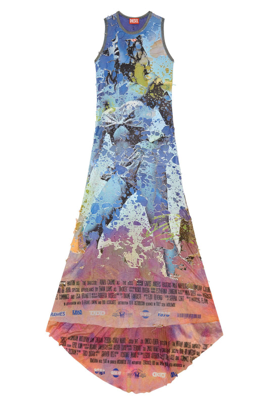 Destroyed jersey gown with poster print (4)