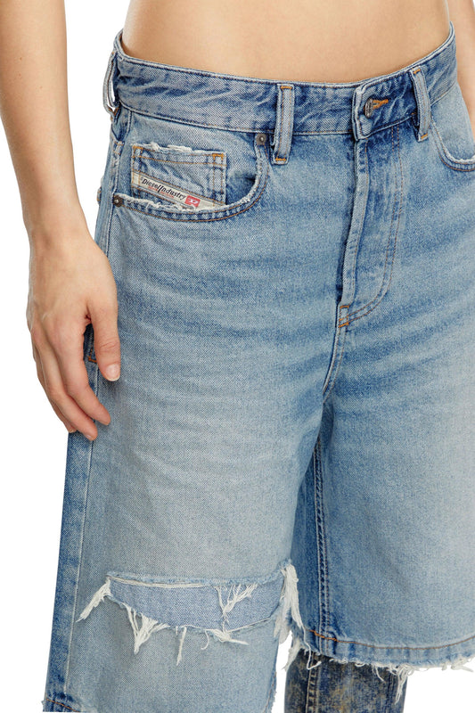 Shorts in ripped and repaired denim (2)