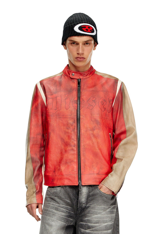 Dirty-effect leather biker jacket & 8058992955299