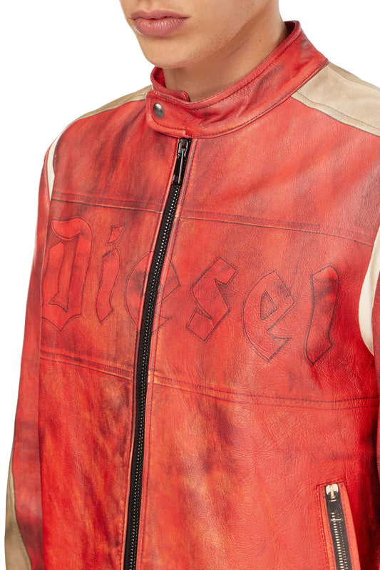 Dirty-effect leather biker jacket (2)