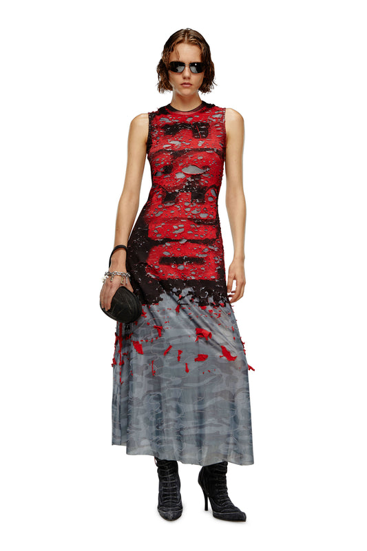 Camo midi dress with destroyed logo layer & 8058992795871