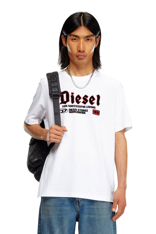 T-shirt with flocked Diesel print