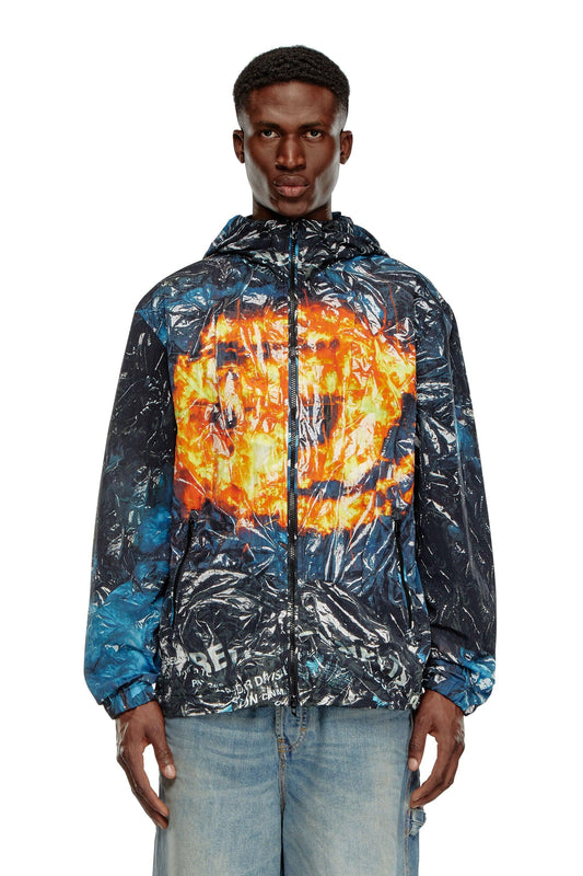 Hooded windbreaker with poster print (3)