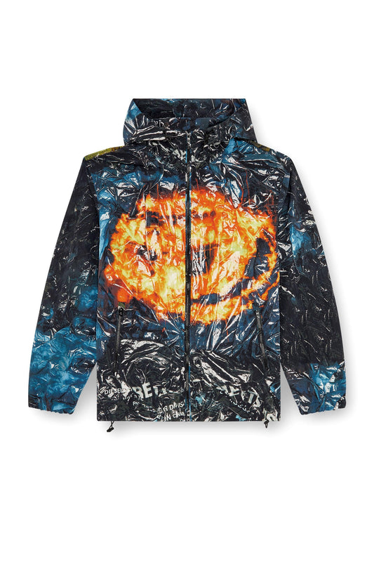 Hooded windbreaker with poster print (5)