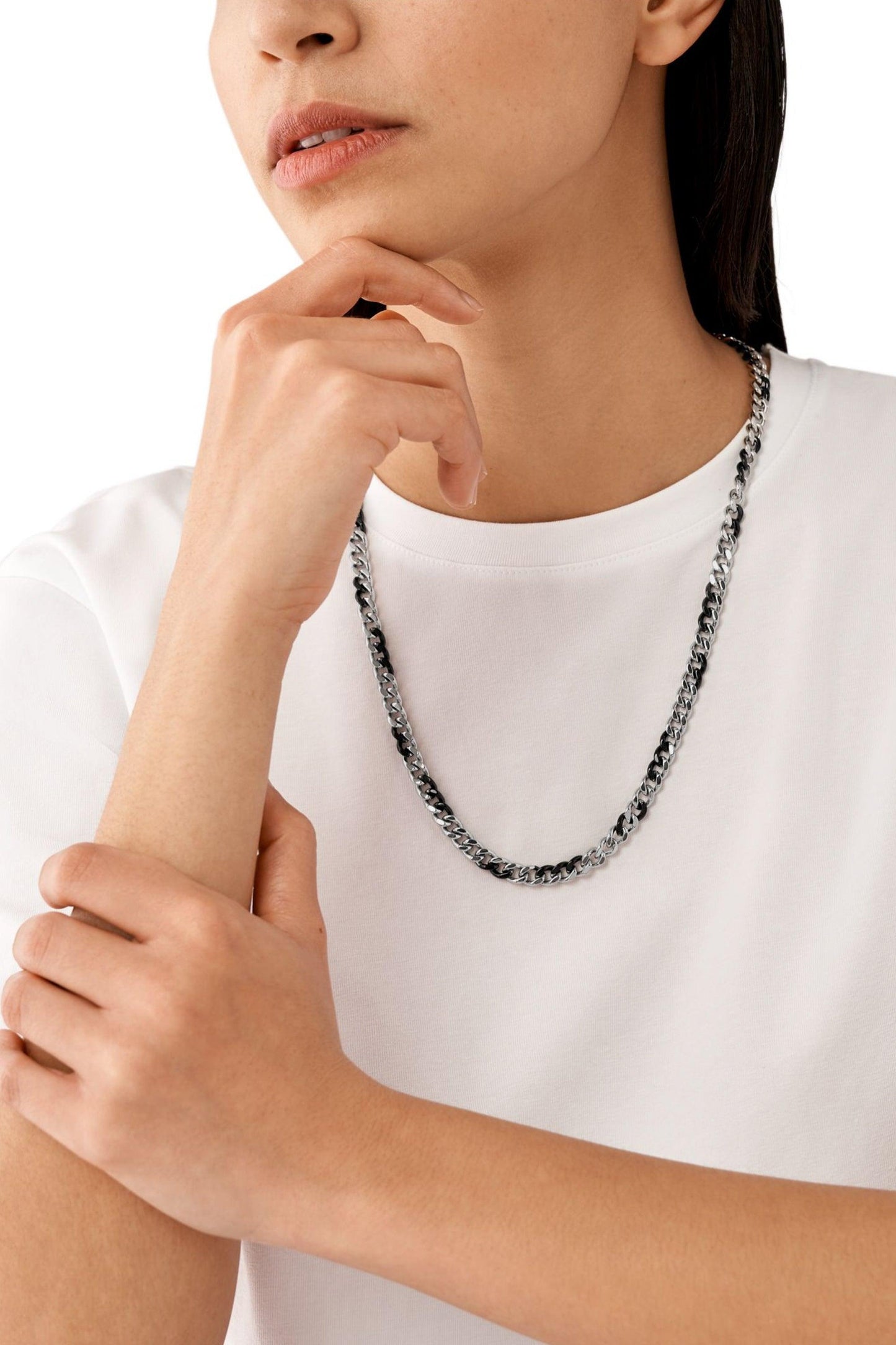 Two-Tone Stainless Steel Chain Necklace (3)