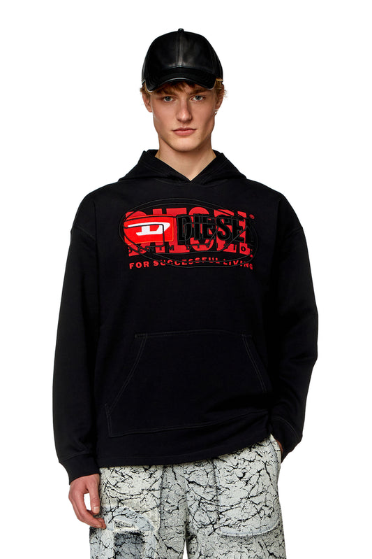 Hoodie with layered logos