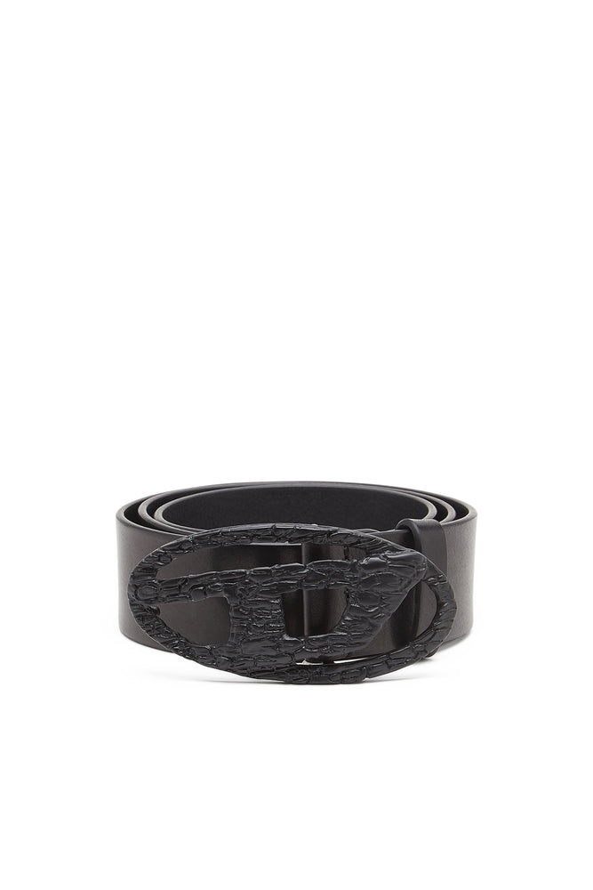 Smooth Leather Belt With Cracked D Buckle