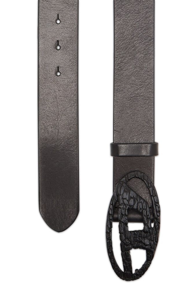 Smooth Leather Belt With Cracked D Buckle (1)