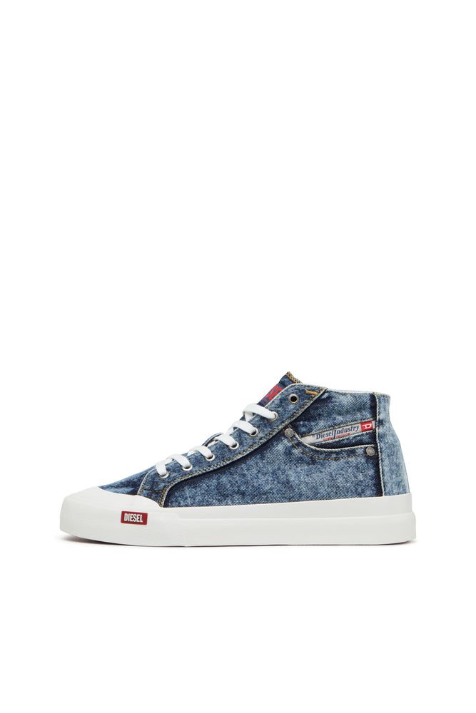 S-Athos-High-top denim sneakers with pocket detail Diesel Online