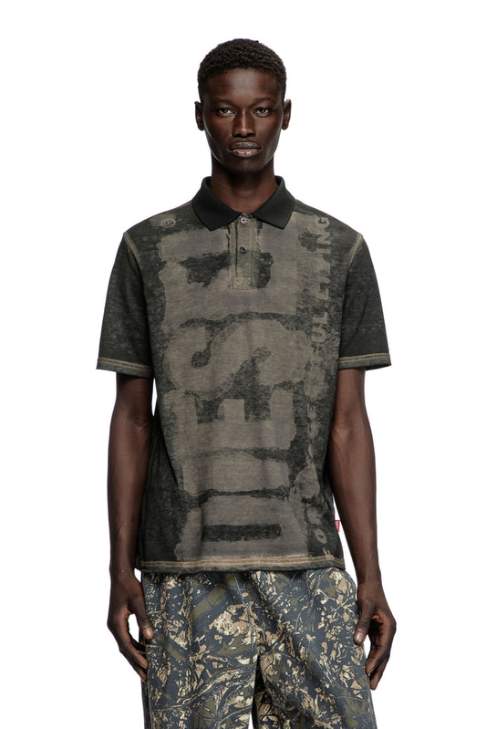 Polo Shirt With Water Print Logo