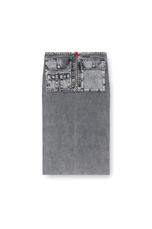 Knit Midi Skirt With Denim Cargo Pockets (3)