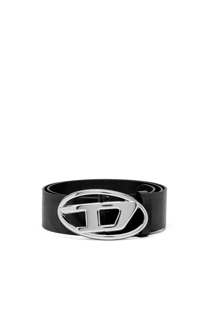 3.9Cm Leather Belt With Shiny Oval D Logo Buckle